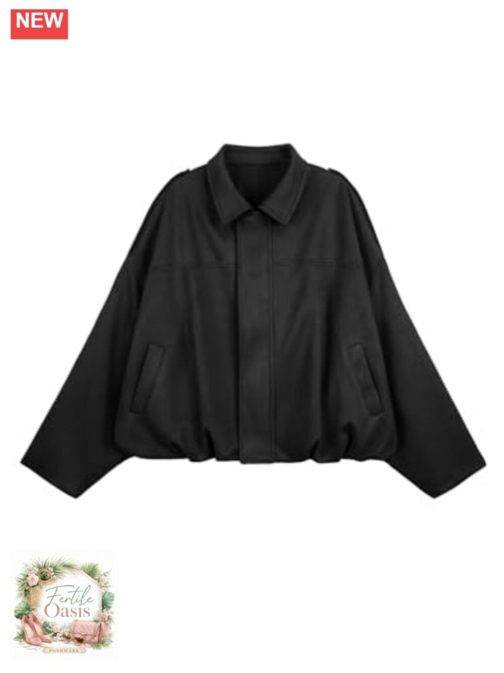 Women's Faux Suede Cropped Pilot Bomber Jacket Oversized Zip Up
